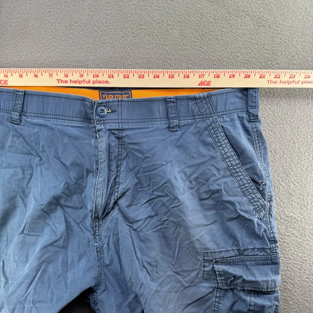 Wear First Cargo Shorts Men 42 Blue Ripstop Stretch Casual Outdoor Utility